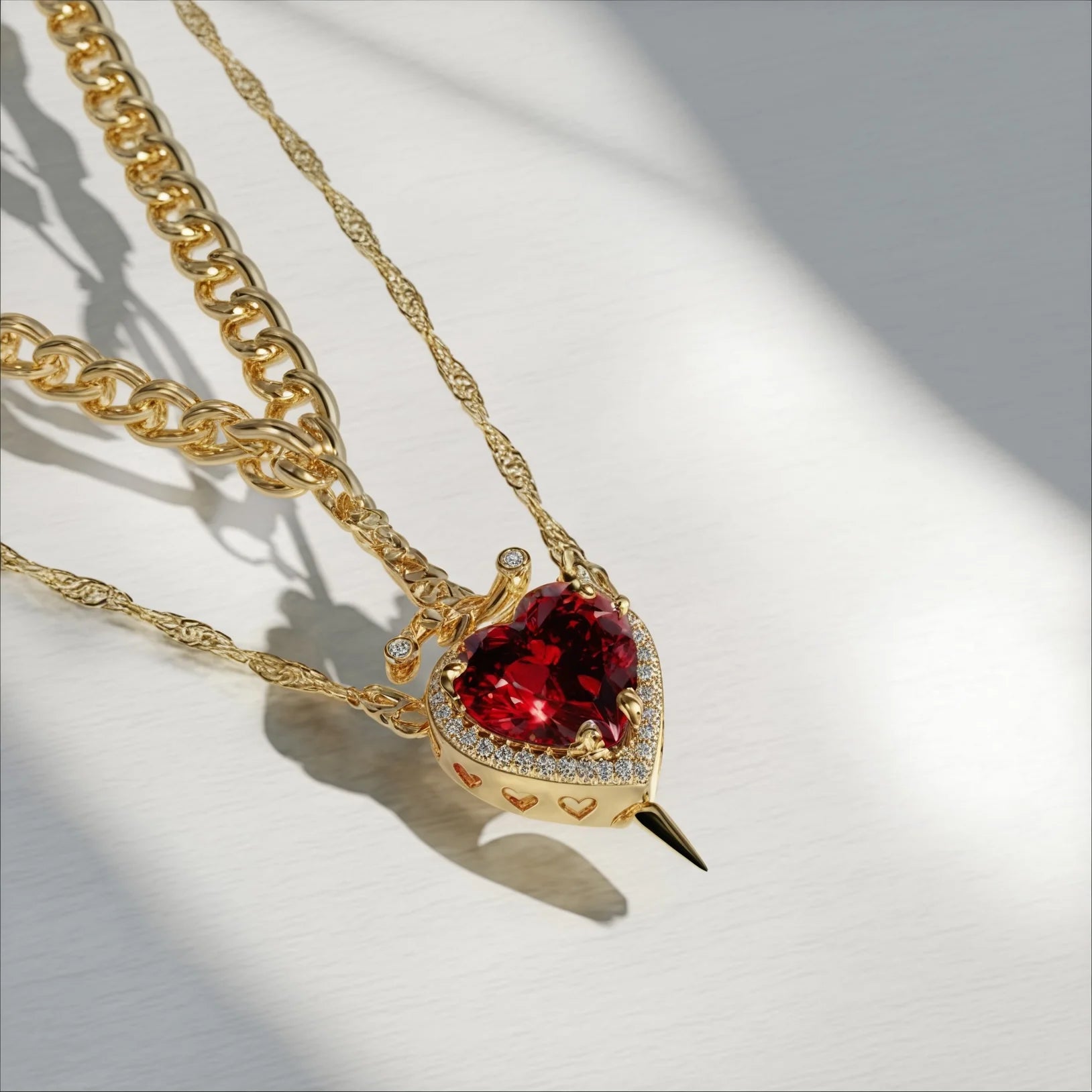 Heart and Sword Necklace Set