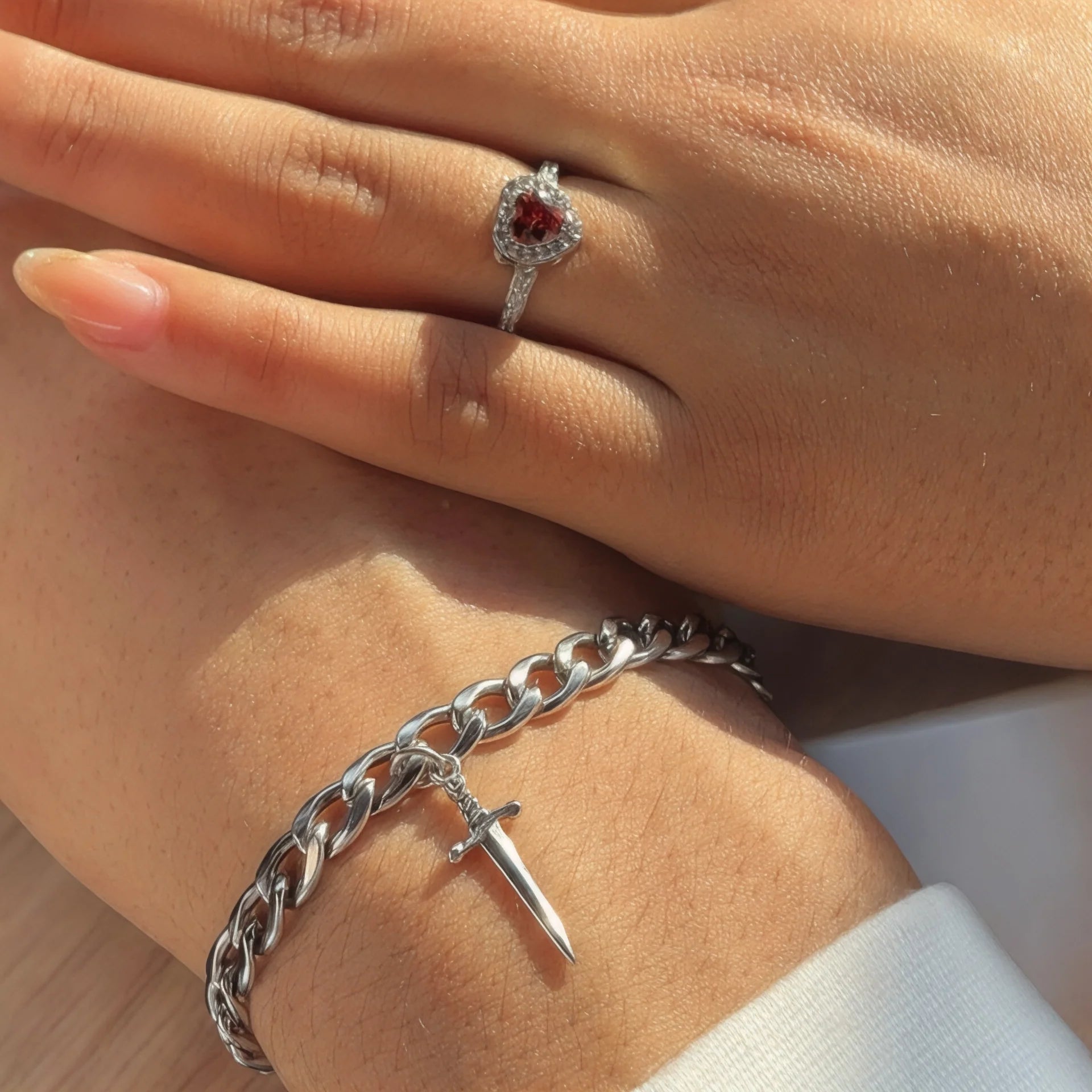 Heart and Sword Ring & Bracelet